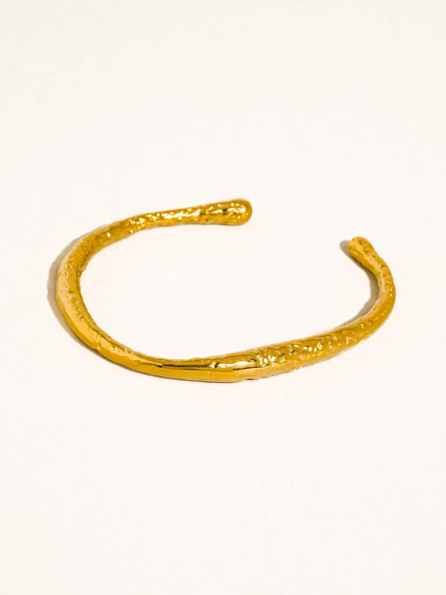 Ruvic 18K Gold Non-Tarnish Textured Open Cuff Bracelet: Yellow Gold