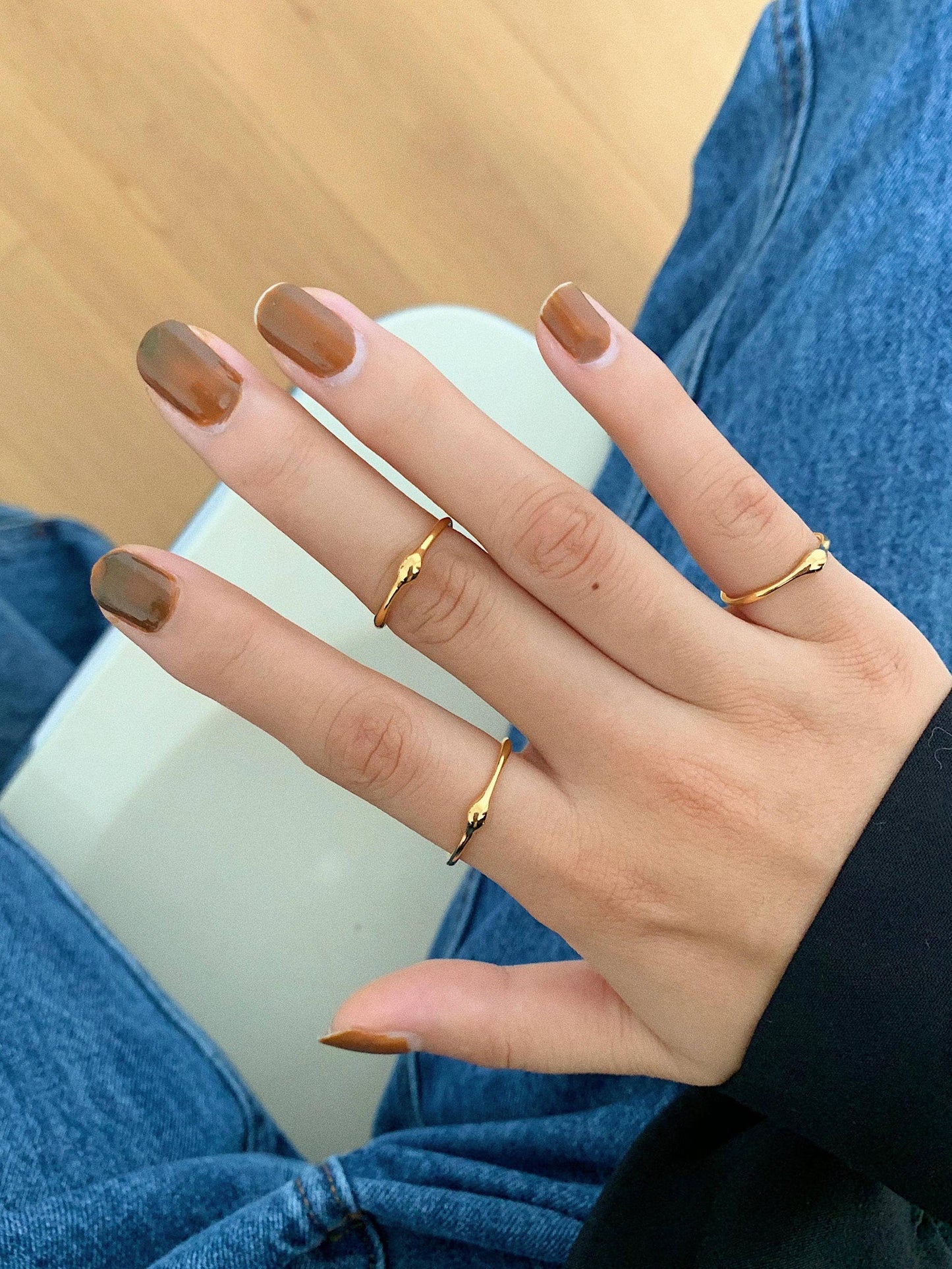 Rowena 18K Gold Non-Tarnish Minimalist Band Rings: Yellow Gold / 8