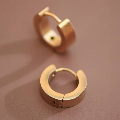 18K Gold Plated Waterproof Stainless Steel Hoop Earrings -