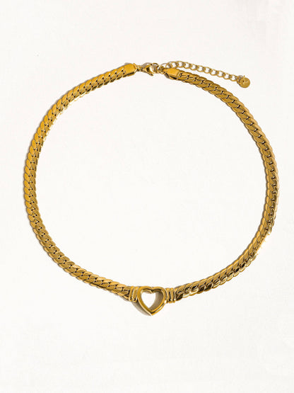 Tessa 14K Non-Tarnish Heart Snake Chain Necklace, Bracelet : Yellow Gold / Necklace