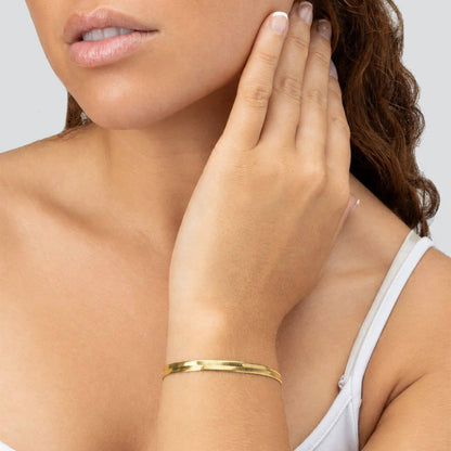 14K Gold plated 7.5 PLUS™ Herringbone Chain Bracelet: Gold
