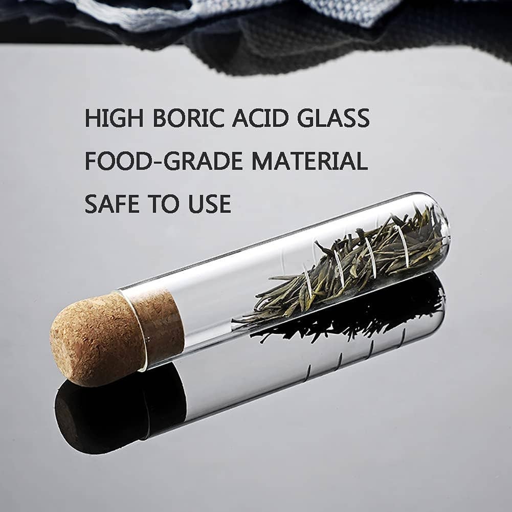 Glass Tube Tea Infuser with Cork Lid – 6.1” Herbal Steeper