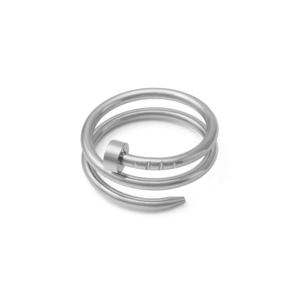 18K Gold PVD Twisted Nail Ring: Gold / 8
