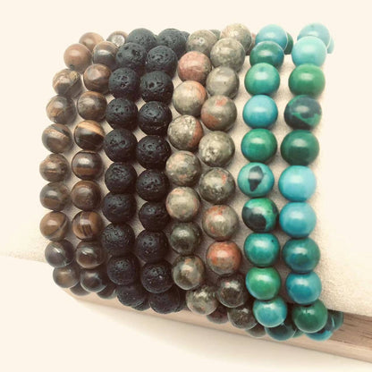 8MM Elastic Natural Stone Bracelets - Grey flash