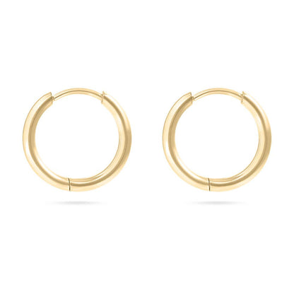 18K Gold PVD Classic Hoop Huggie Earrings: Gold / 8mm