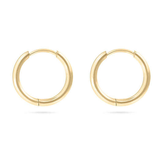 18K Gold PVD Classic Hoop Huggie Earrings: Gold / 8mm