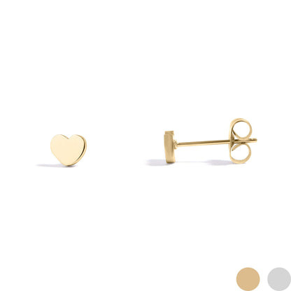18K Gold PVD Heart Stud Earrings: Gold