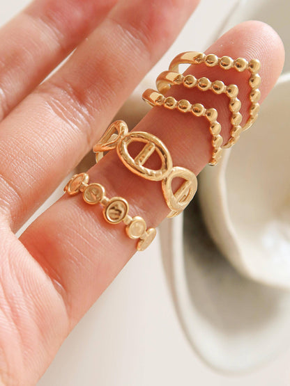 Iliad-Gold Non-Tarnish Stackable Adjustable Ring: Yellow Gold