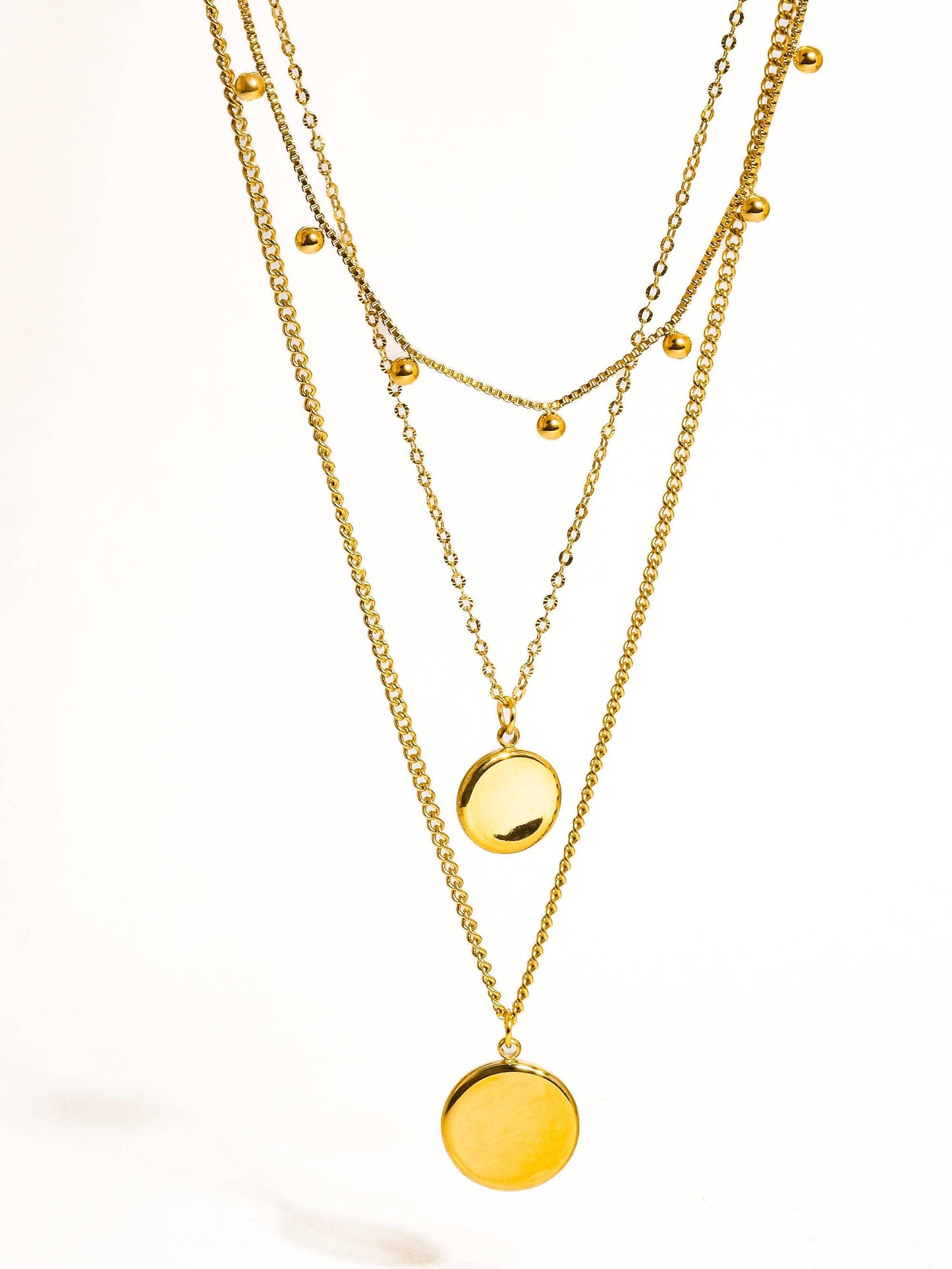 Anaïs 18K Gold Non-Tarnish Round Stack Necklace: Yellow Gold
