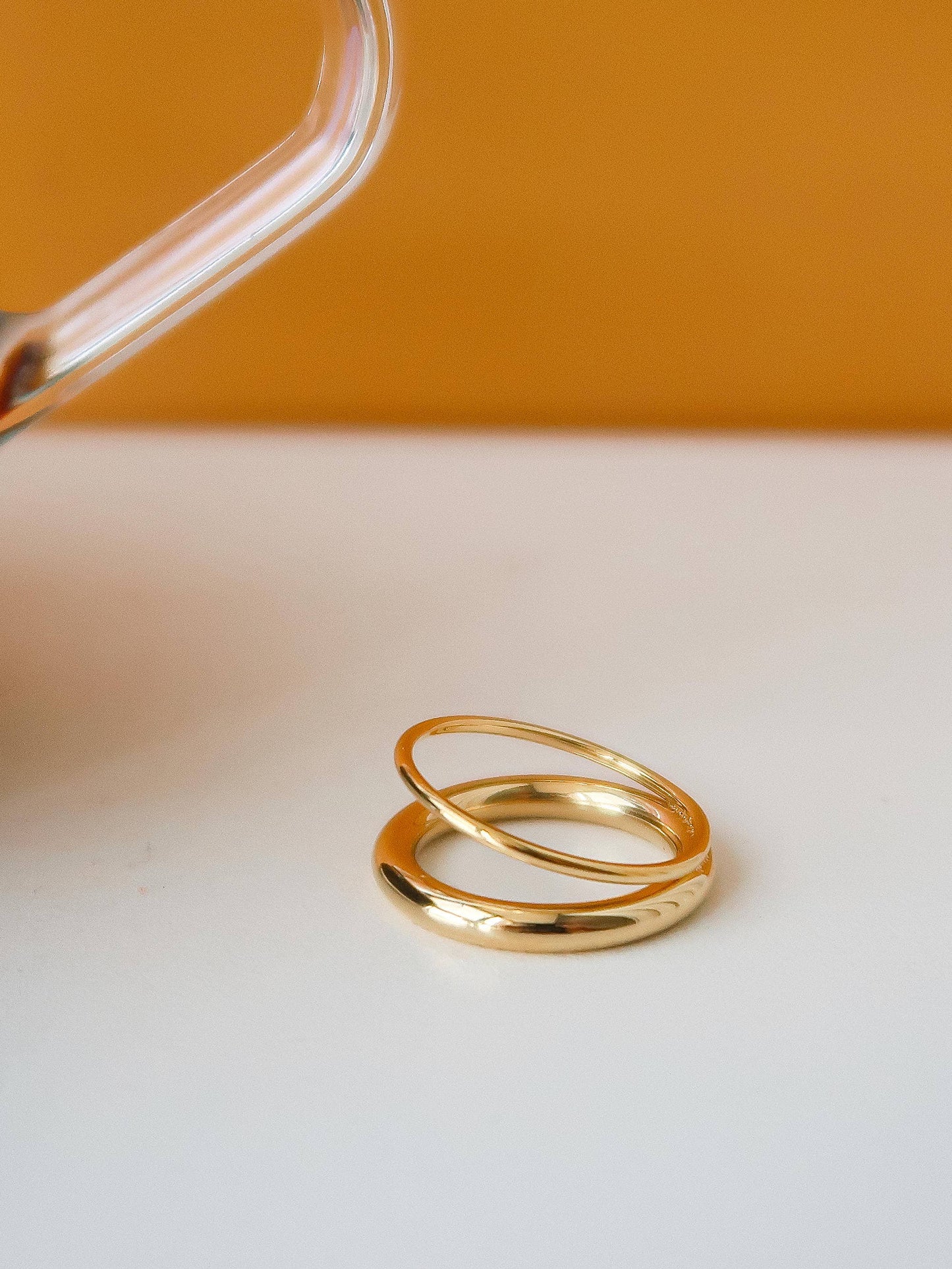 Harvey 18K Gold Non-Tarnish Classic Double Band Ring: Yellow Gold / 7