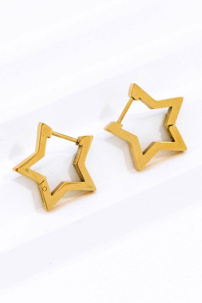 18K Gold Plated Waterproof Stainless Steel Hoop Earrings - 7011: S0OX3T7011