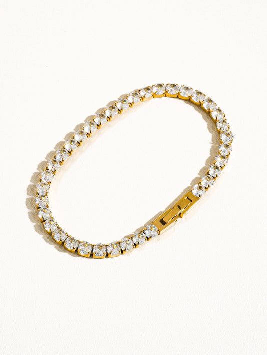 René Non-Tarnish Rhinestone Dressy Bracelet: Yellow Gold