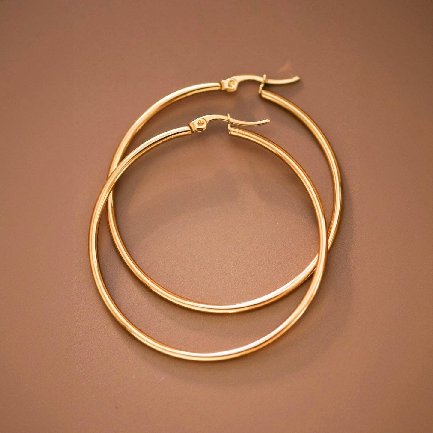 18K Gold Plated Waterproof Stainless Steel Hoop Earrings - 7147: S0OX3T7147 Gold