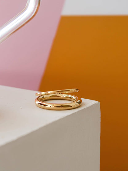 Harvey 18K Gold Non-Tarnish Classic Double Band Ring: Yellow Gold / 7