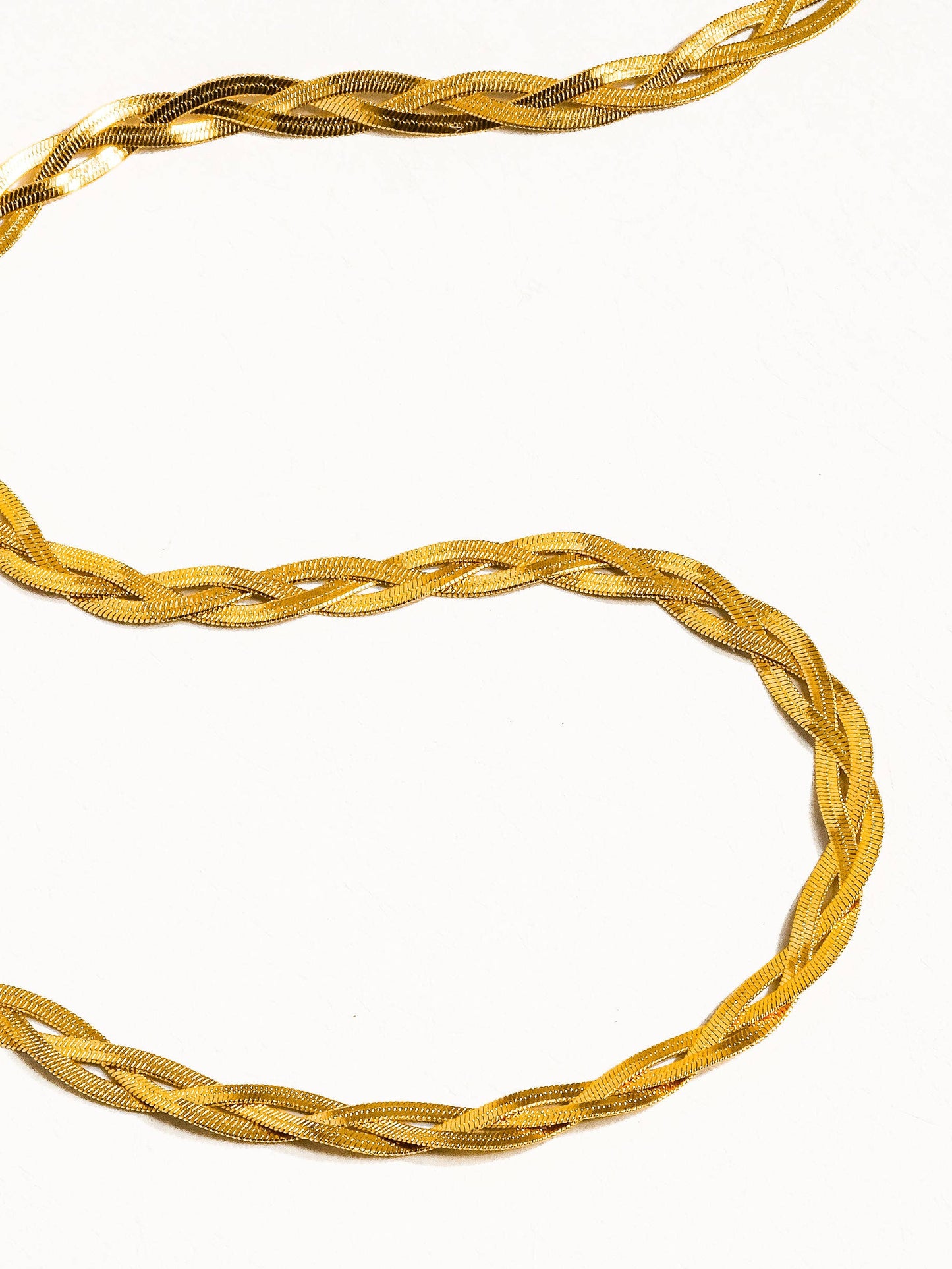 Vedette 18K Gold Non-Tarnish Braided Snake Chain Necklace: Yellow Gold