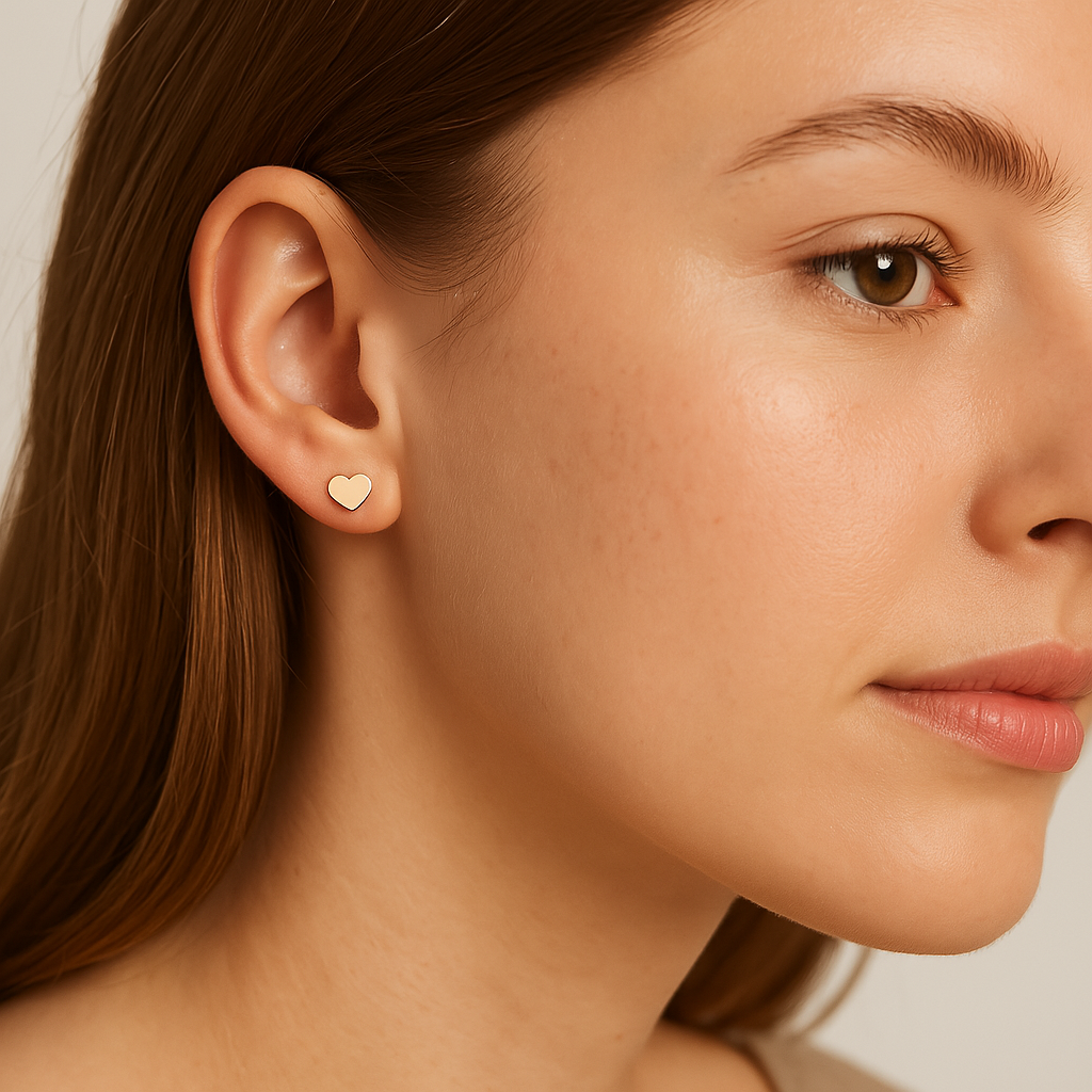 18K Gold PVD Heart Stud Earrings: Gold