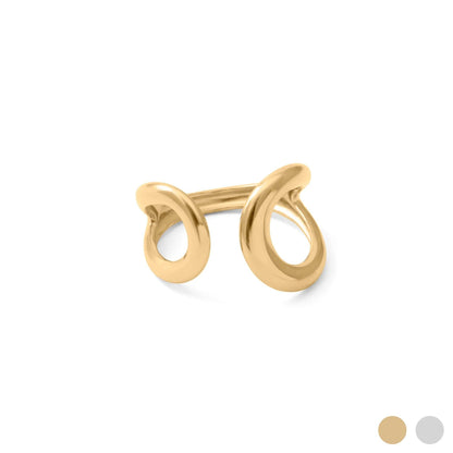 18K Gold PVD  Crescent Cuff Adjustable Ring: Gold
