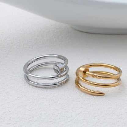 18K Gold PVD Twisted Nail Ring: Gold / 5