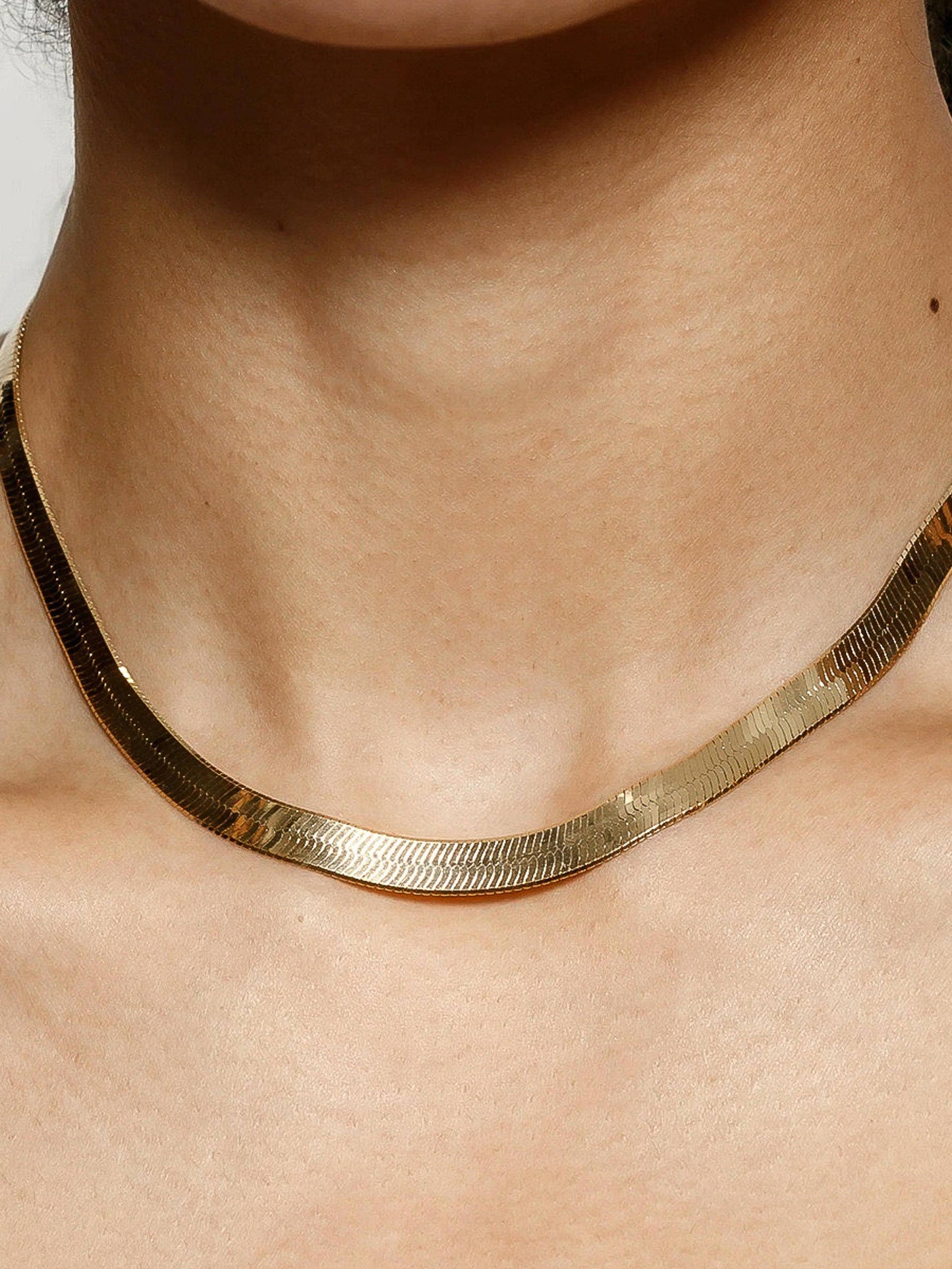 Juliana 18K Gold Non-Tarnish Flat Bold Snake Chain Necklace: Yellow Gold
