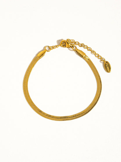 18K Gold Non-Tarnish Flat Snake Chain Necklace & Bracelet: Yellow Gold / Sylvie Necklace