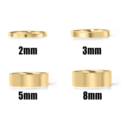 18K Gold PLATED Blank Flat Band Ring: 4 / 3mm