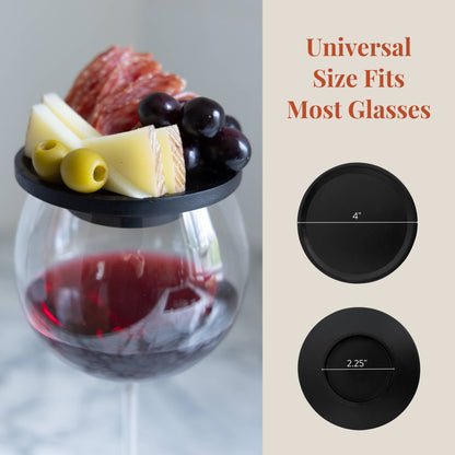 Wine Glass Charcuterie Plates - Set of 4, Black