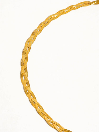 Vedette 18K Gold Non-Tarnish Braided Snake Chain Necklace: Yellow Gold