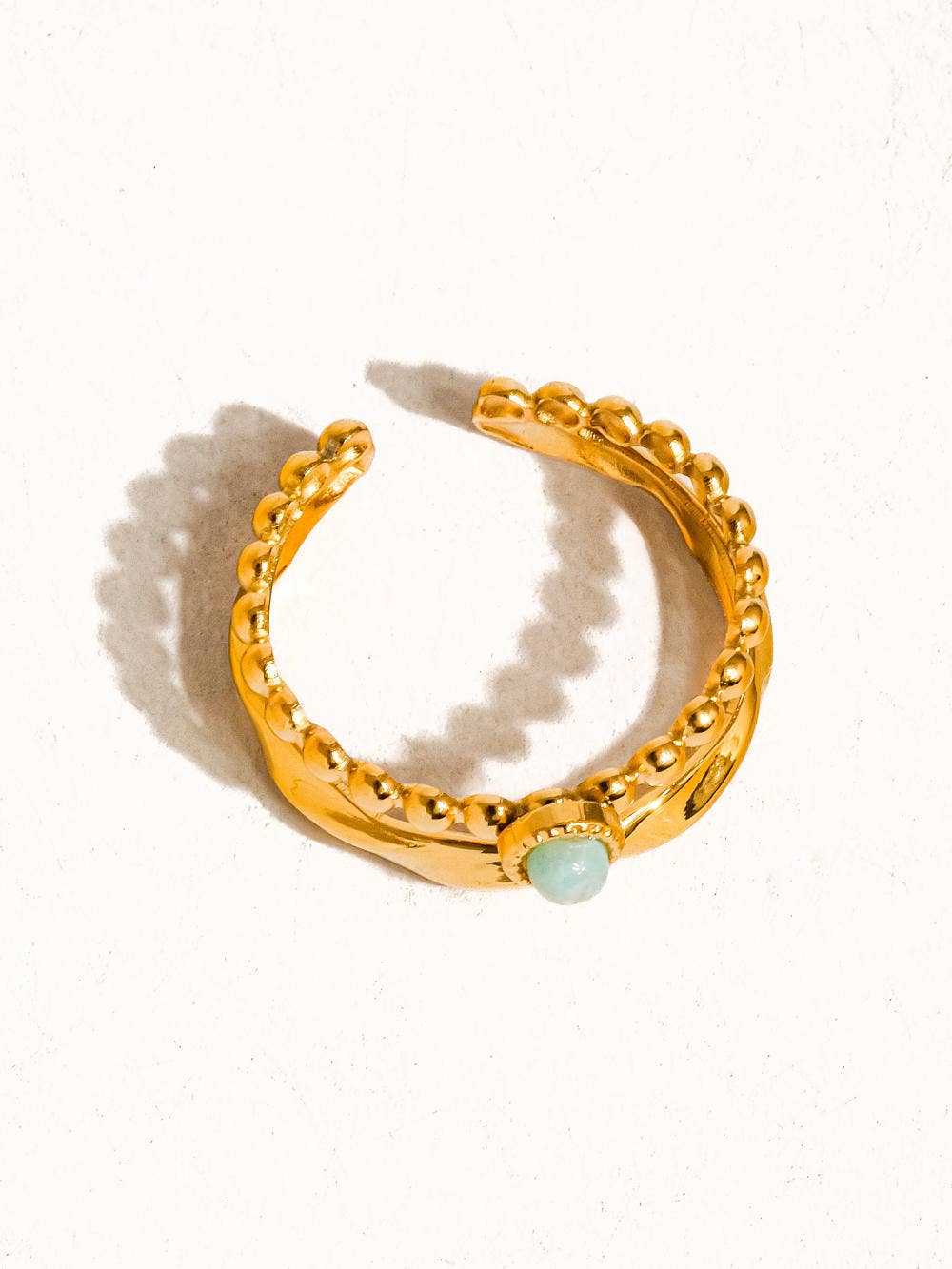 Lindy 18K Gold Non-Tarnish Layered Stone Ring: Turquoise