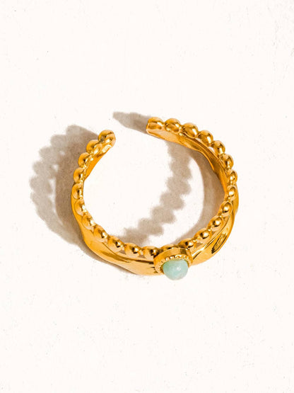 Lindy 18K Gold Non-Tarnish Layered Stone Ring: Turquoise