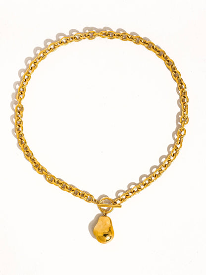 Ciel 18K Non-Tarnish Large Pearl Chain Necklace: Yellow Gold