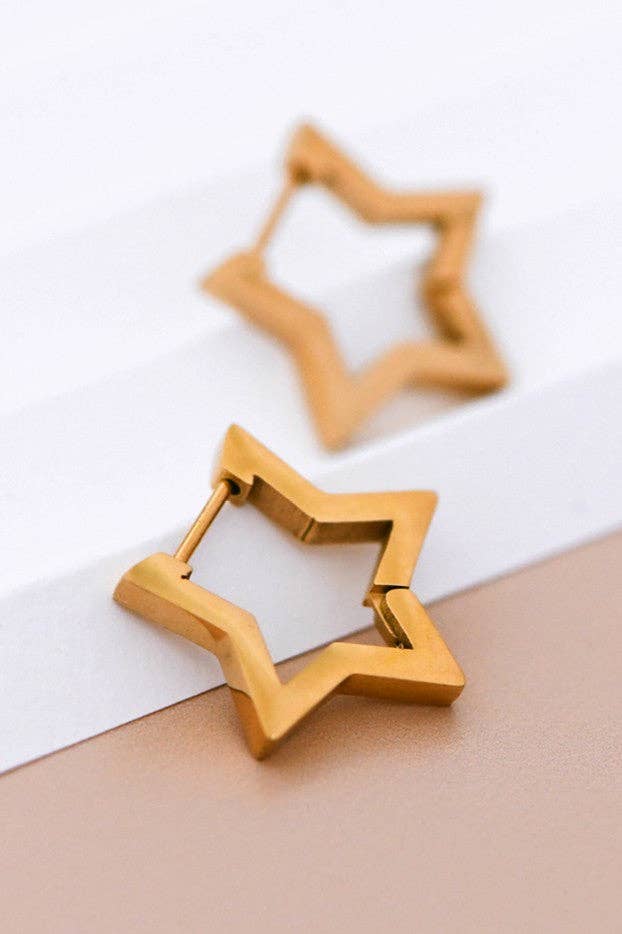 18K Gold Plated Waterproof Stainless Steel Hoop Earrings - 7011: S0OX3T7011