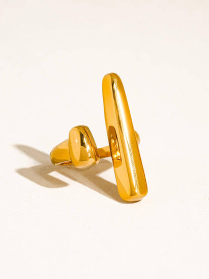 18K Gold Non-Tarnish Statement Rings: Aurithra-Oval