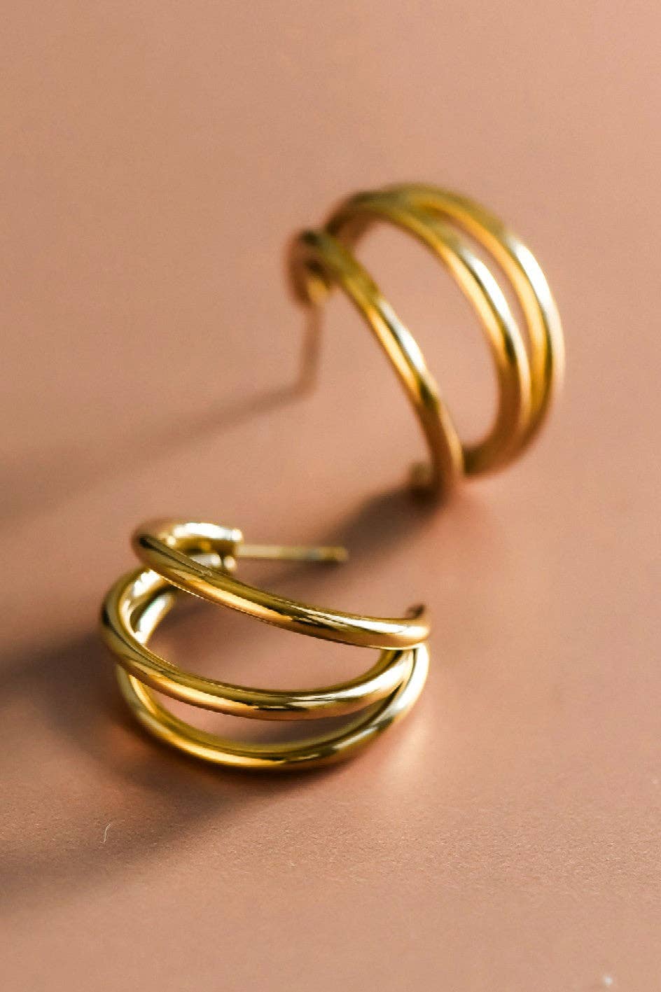 18K Gold Plated Waterproof Stainless Steel Hoop Earrings - 6889: S0OX3T6889