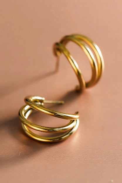 18K Gold Plated Waterproof Stainless Steel Hoop Earrings - 6889: S0OX3T6889