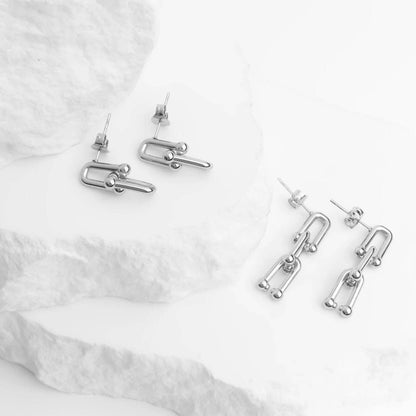 18K Gold PVD Thick Ulock Chain Earrings: Gold