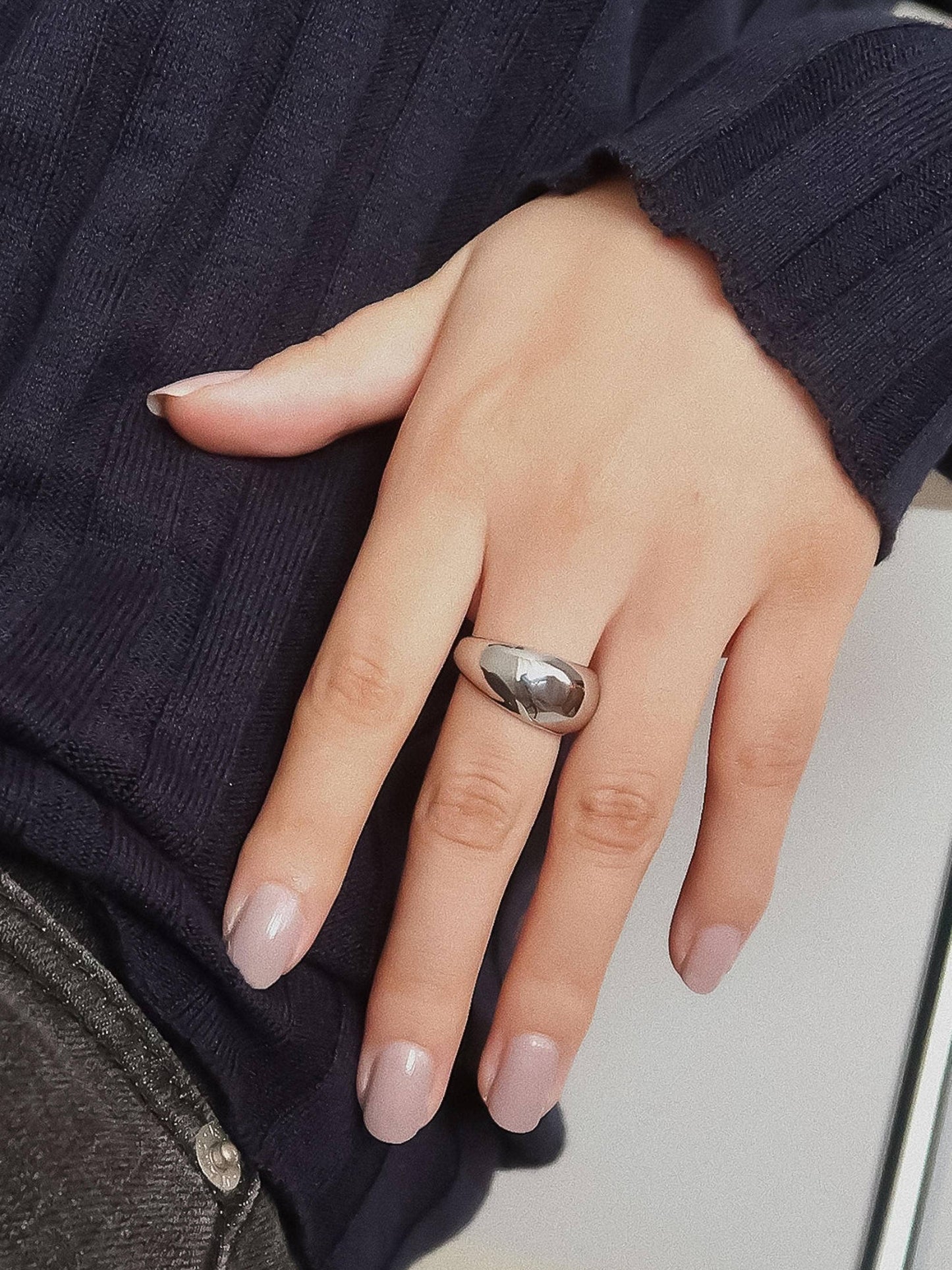 Roscoe 18K Gold Non-Tarnish Chunky Dome Statement Ring: Yellow Gold / 8