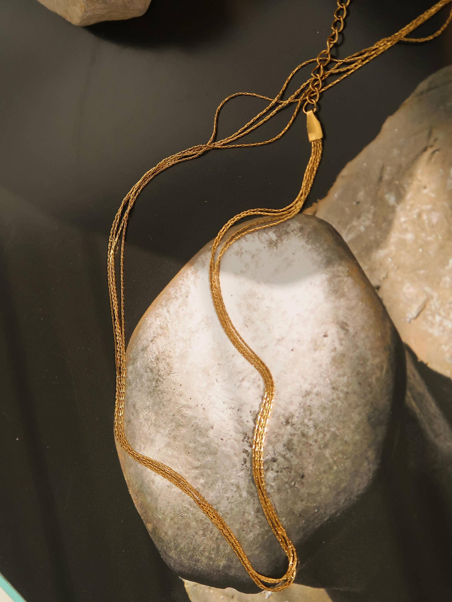 Palisse 18K Gold Non-Tarnish Layered Dainty Chain Necklace: Yellow Gold