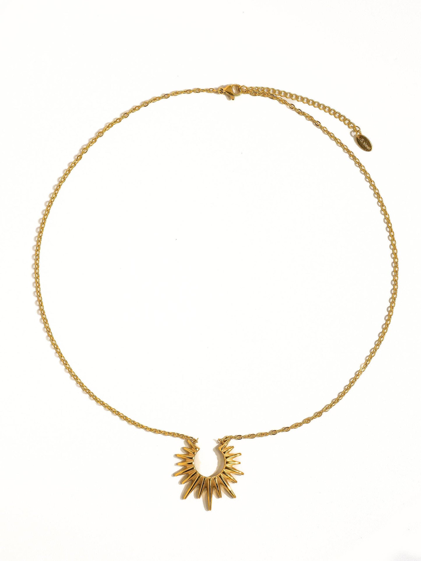 Muse Non-Tarnish Gold Sun Necklace: Yellow Gold