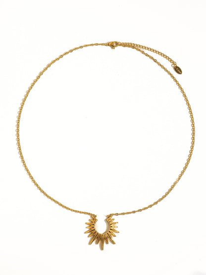 Muse Non-Tarnish Gold Sun Necklace: Yellow Gold