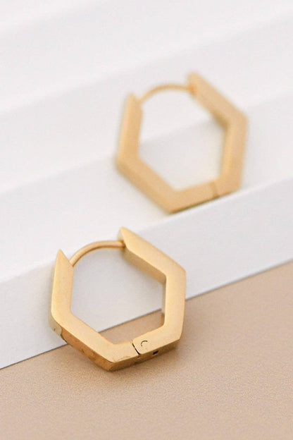 18K Gold Plated Waterproof Stainless Steel Hoop Earrings - 7121: S0OX3T7121 Gold