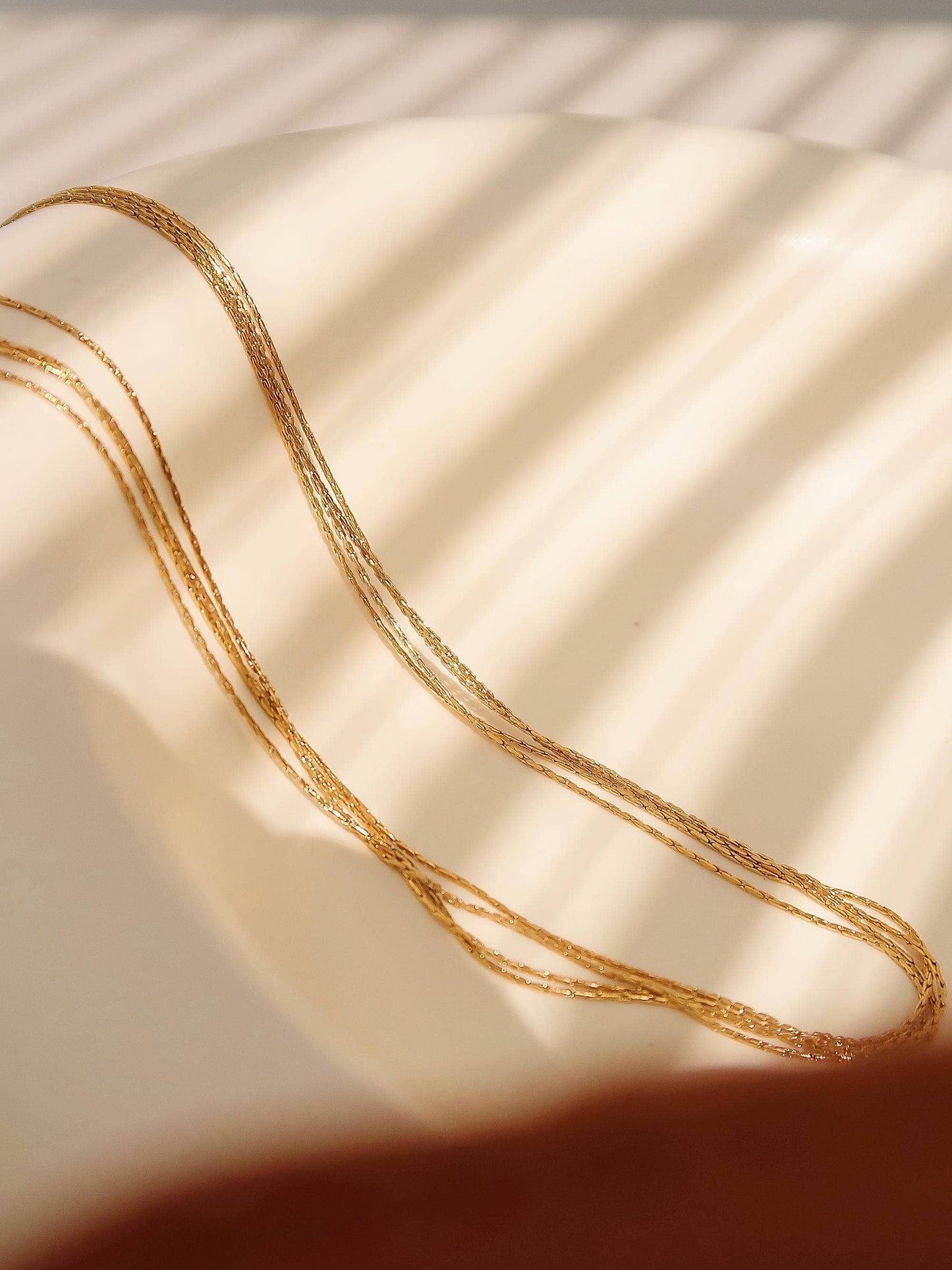 Palisse 18K Gold Non-Tarnish Layered Dainty Chain Necklace: Yellow Gold