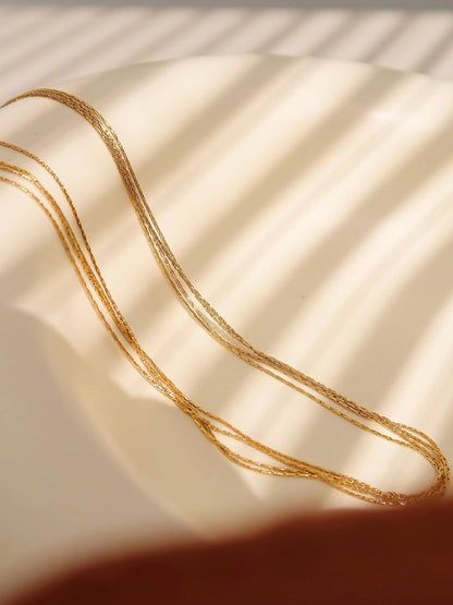 Palisse 18K Gold Non-Tarnish Layered Dainty Chain Necklace: Yellow Gold