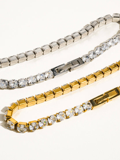 René Non-Tarnish Rhinestone Dressy Bracelet: Yellow Gold