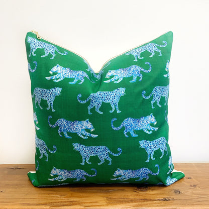 Cover Only | Green and Blue Leopards by Danika Herrick | Chinoiserie Pillow