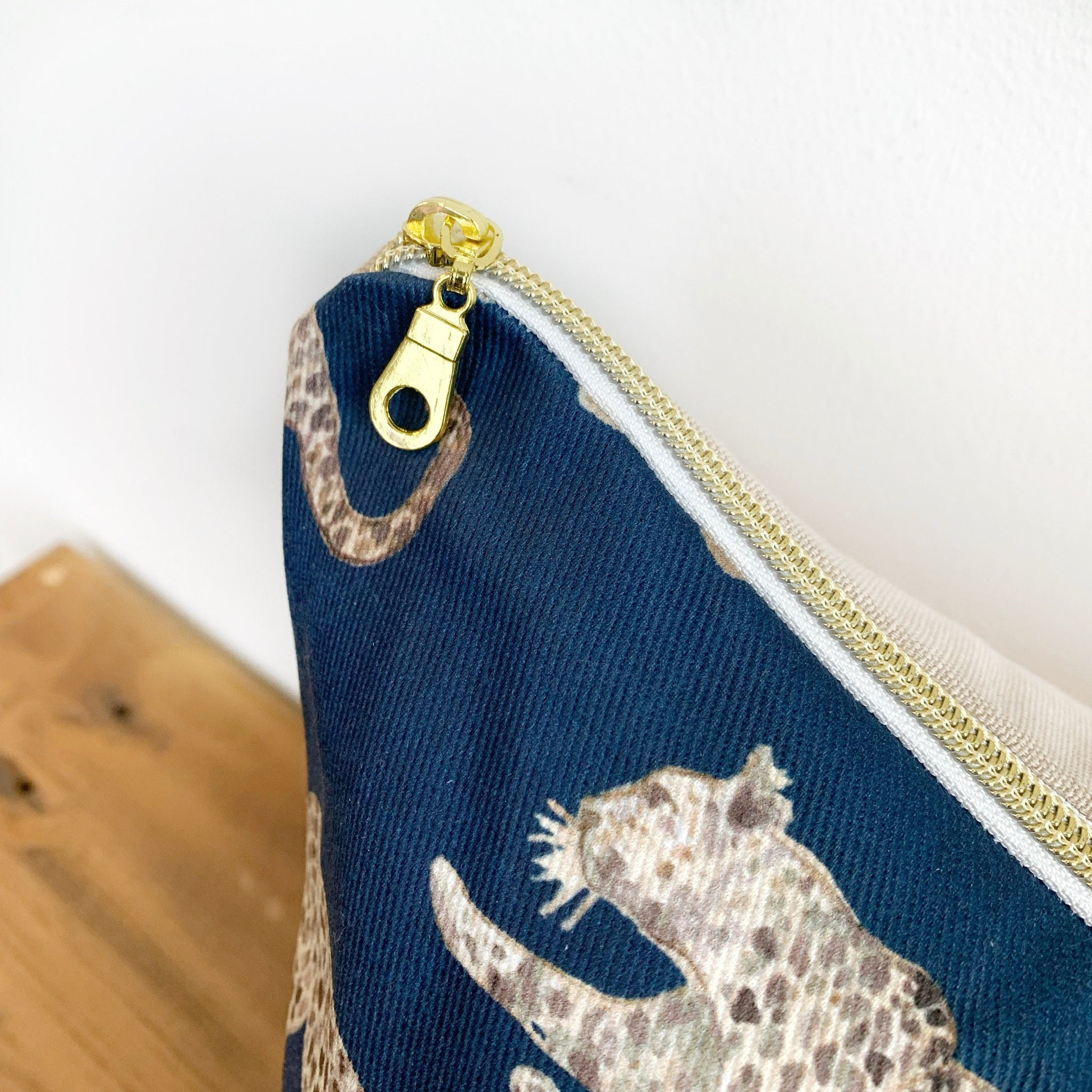 Cover Only | Leopard Parade Navy | Designed by Danika Herrick | Grandmillennial Throw Pillow