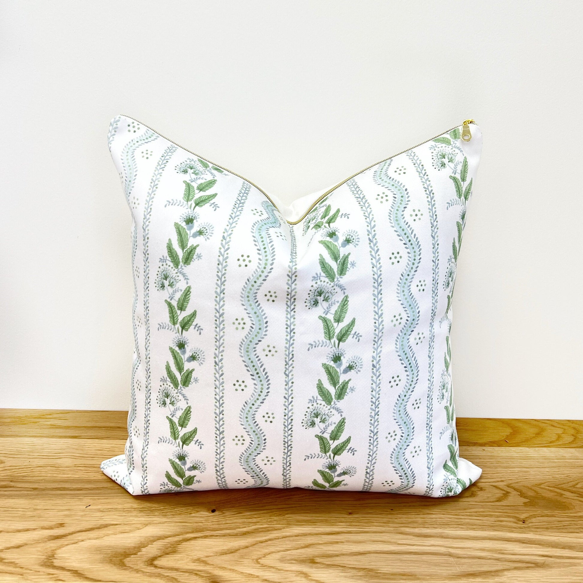 Cover Only | Emma Stripe Soft Blue and Green | Designed by Danika Herrick | Grandmillennial Accent Pillow