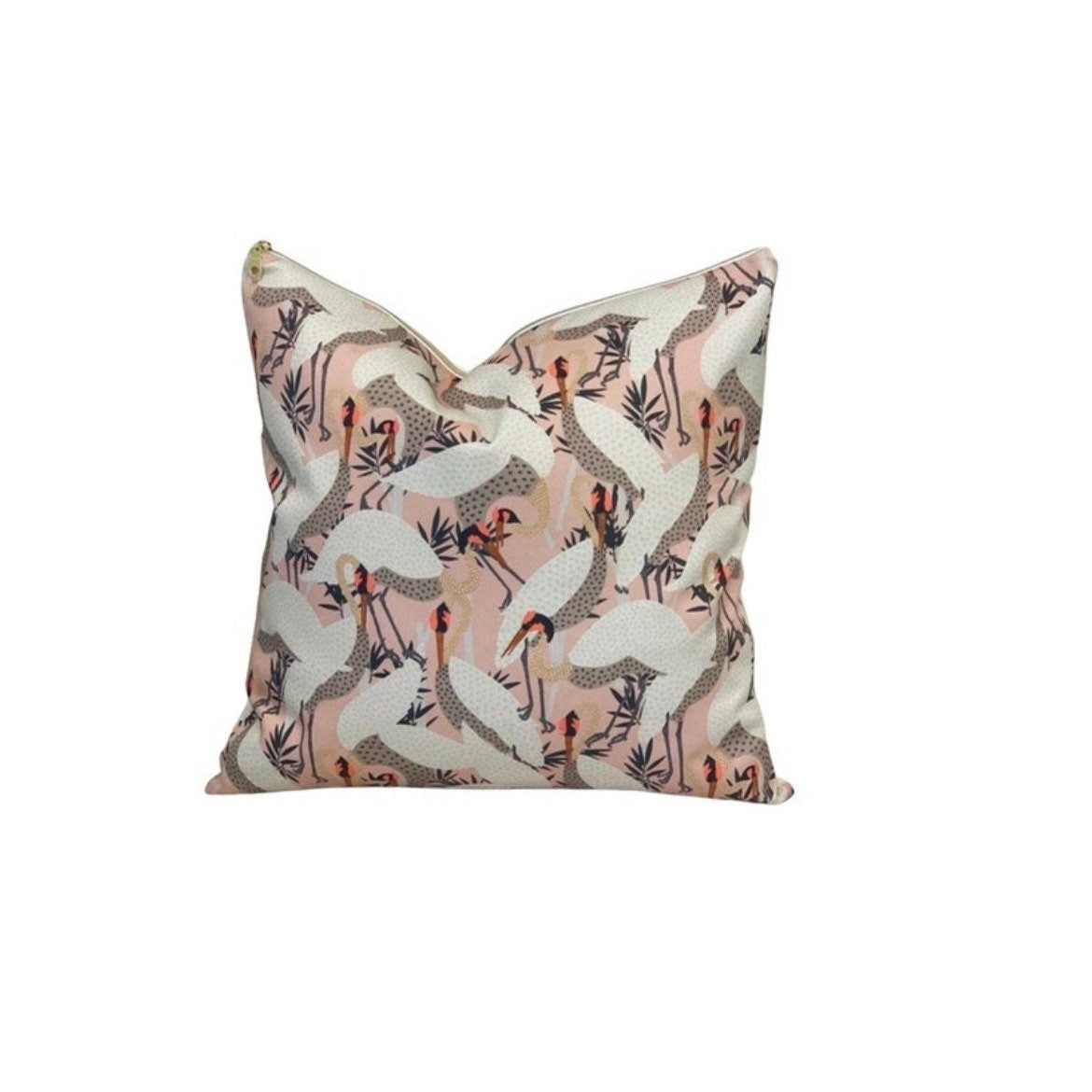 INCLUDES INSERTS 15x15 | Vintage Pink Herons | Designed By Holli Zollinger | Art Deco Accent Pillow | 15x15
