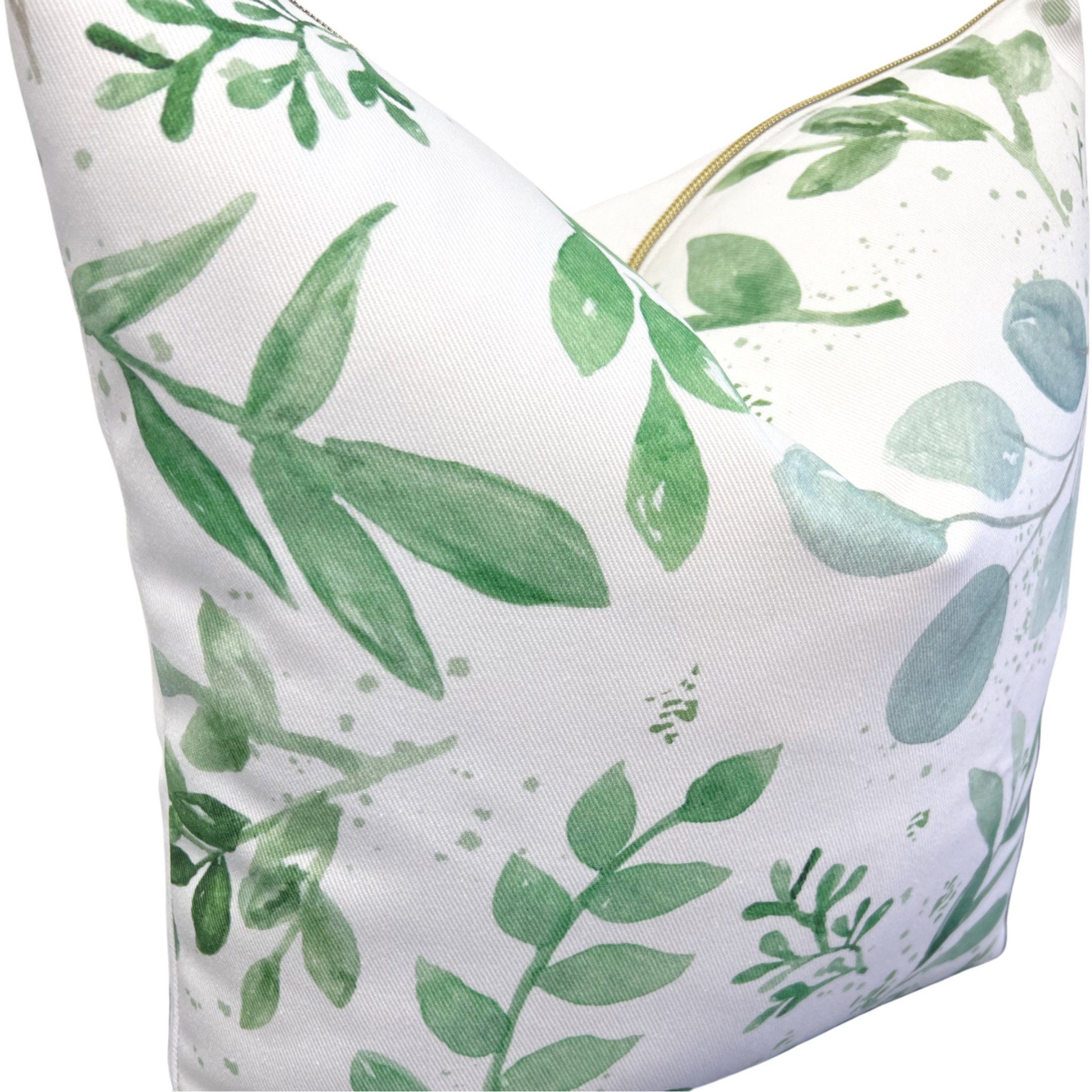 Cover Only | Seamless Watercolor Leaves | Eucalyptus Leaves | Blue and Green | Grandmillennial Accent Pillow | Nursery