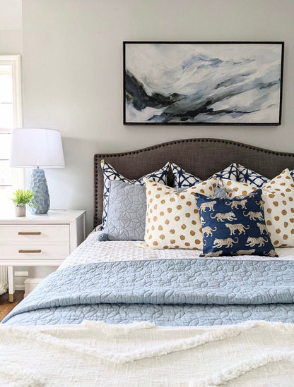 Cover Only | Leopard Parade Navy | Designed by Danika Herrick | Grandmillennial Throw Pillow