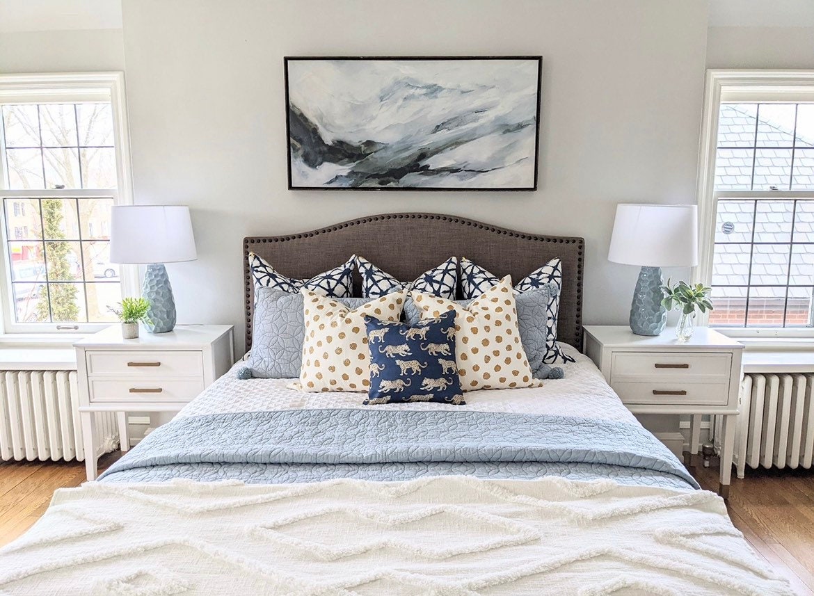 Cover Only | Leopard Parade Navy | Designed by Danika Herrick | Grandmillennial Throw Pillow